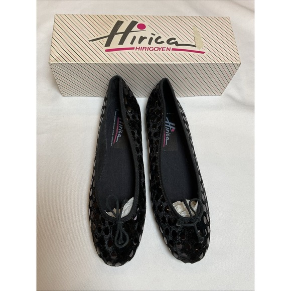 hirica Shoes - Hirica Zoe Black Dot Ballet Flat Made In France Vtg Coquette Cottage Sz 10 Mod